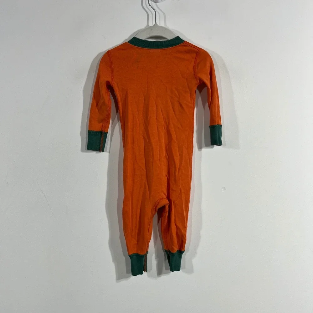 Hanna Andersson Kids Orange Pumpkin Jack-O-Lantern Organic Cotton Sleeper 12-18M